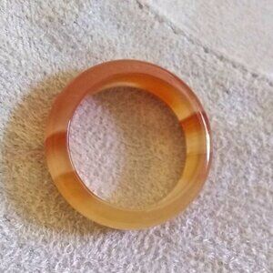Tropical Juicy Citrus Colors ~ Banded Agate Stone Ring Size 7 ~ Friendship Ring